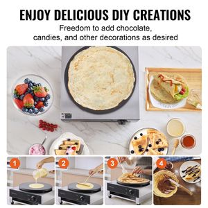 Macchina Elettrica Professionale per Crepes da 1700W, Piastra Antiaderente in Acciaio Inox da 16 Pollici, Griglia per Crepes e Pancake - Product Image 6