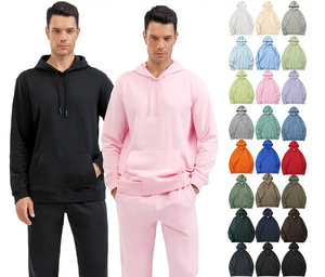 Sudadera con Capucha para Hombre, Color Sólido, Corte Regular, Algodón, Informal, para Otoño, con Bolsillos, Tejida, Manga Larga - Product Image 3