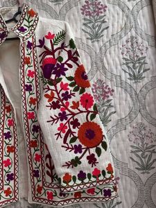 Manteau Bohème Brodé Floral Grande Taille pour Femme, Col Mandarin, Manches Longues, Coton, Vêtement d'Extérieur Décontracté Printemps - Product Image 2