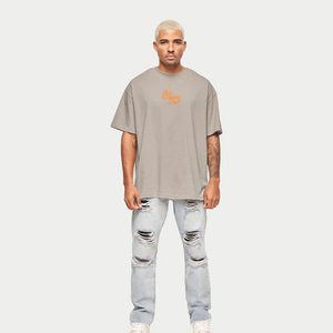 T-shirt en coton surdimensionné pour homme, manches courtes, col rond, imprimé lettres sur le devant, décontracté, coupe ample, confortable et respirant - Product Image 2
