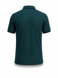 Camiseta de Golf para Hombre, Color Verde Oscuro, 100% Algodón, Manga Corta, Tejido Transpirable, Informal, con Logotipo Estampado en la Parte Delantera - Product Image 3