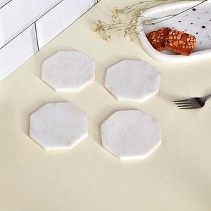 Minimalist White Marble Octagon <b>Coaster</b> Set Natural Stone Heat Resistant <b>Drink</b> <b>Coasters</b> for Coffee Tea Table Decor - Product Image 5