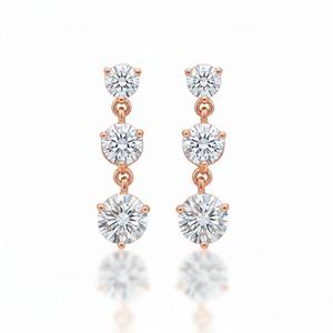 Boucles d'oreilles pendantes à 6 pierres en or 14 carats avec diamant de laboratoire de 2 carats, 3 griffes, bijoux fins élégants, cadeau pour femme, soirée - Product Image 3