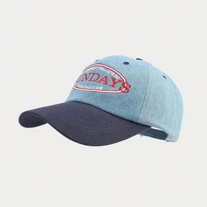 Nouvelle Casquette de Baseball Vintage Courbée à 6 Panneaux avec Patch Brodé Lettres New York, Unisexe, en Denim Bicolore, Casquette de Sport - Product Image 3