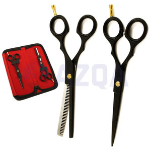 Ensemble professionnel de ciseaux de coiffure et d'éclaircissage en acier inoxydable noir mat avec étui de rangement en cuir PU - Product Image 6