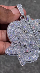 Colgante Personalizado de Hip Hop para Hombre con Diamantes de Laboratorio y Moissanita, Plata de Ley 925, Letra Inicial o Nombre - Product Image 4