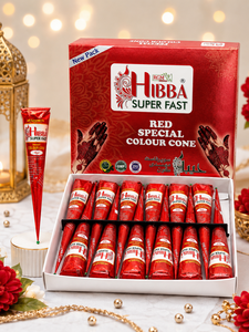 Hibba Luxury Super Fast <b>Red</b> Special Colour Cone Instant Liquid Mehndi Long Lasting Bridal Henna Temporary Body Art Customized - Product Image 1
