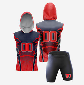 Conjunto de Sudadera con Capucha y Jersey de Baloncesto Sublimado Personalizado, Rojo y Negro, Número 00, Ajustado, Sin Mangas, Unisex, para Todas las Temporadas, de Secado Rápido - Product Image 1