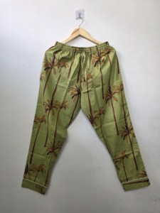 Pantalones Cargo de Otoño para Mujer, 100% Algodón Ecológico, Estampado a Mano, Motivo Floral Artesanal, Cintura Media, Largos, Casuales - Product Image 4