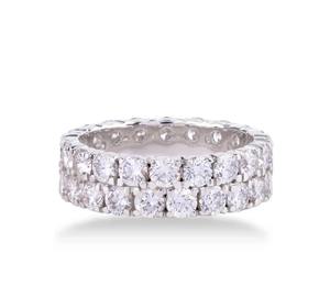 Bague d'éternité complète en moissanite à 2 rangs pour homme, bague de fiançailles, test diamant positif, bijoux fins, bague en argent 925 - Product Image 1