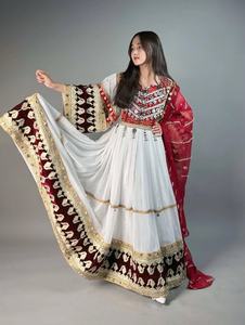 Robe afghane Kuchi de qualité supérieure pour femmes, pour mariage et occasions spéciales, style sobre, fermeture éclair, décoration en dentelle, par AM IMPEX - Product Image 2