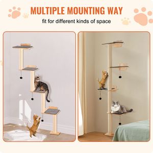 Mensola Galleggiante a Parete per Gatti a 4 Livelli, 40 Libbre, in Legno di Pino da 12 mm, con 4 Piattaforme di Salto - Set di Mobili da Parete per Gatti - Product Image 6