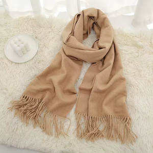 Châle long en cachemire pour femme, couleur unie, réversible, écharpe d'hiver pour usage quotidien - Product Image 3