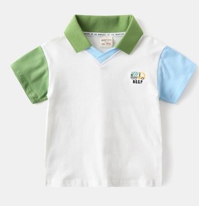 Nouveau polo décontracté à manches courtes pour garçons, en polyester/coton tricoté, vente en gros pour l'été - Product Image 2