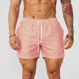 <b>Men's</b> <b>Pink</b> Striped Board <b>Shorts</b> Mid Waist Drawstring Closure Casual Wear Breathable 100% Polyester <b>Short</b> Length Custom Logo - Product Image 4