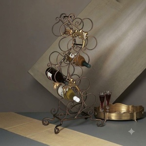 Porte-bouteilles moderne en fer forgé, support de rangement décoratif pour bar à domicile, étagère réglable en métal sur mesure pour table - Product Image 2