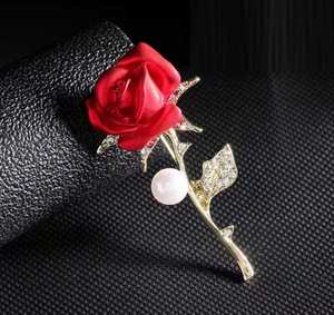 เข็มกลัดรูปดอกกุหลาบชุบทอง เงินแท้ 925 ประดับเพชรโมอิสซาไนต์ เครื่องประดับส่วนตัวสำหรับผู้หญิง ใส่ไปงานปาร์ตี้ ของขวัญ - Product Image 4