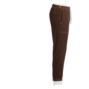 Men's Brown Cotton Blend Stonewashed Sweatpants Elastic Waist Button Fly Breathable Casual <b>Summer</b> <b>Trousers</b> - Product Image 4