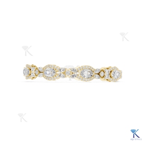 Lab Grown Diamond Oval Halo Marquise Cluster <b>Bangle</b> 14K 18K <b>Solid</b> <b>Gold</b> Fine Women Luxury Bridal Jewelry Manufacturer Wholesale - Product Image 6
