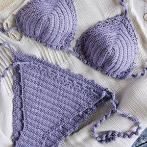 Ensemble de bikini brésilien Guava, ensemble de bikini triangle en crochet, maillot de bain en crochet, maillot de bain crocheté - Product Image 1