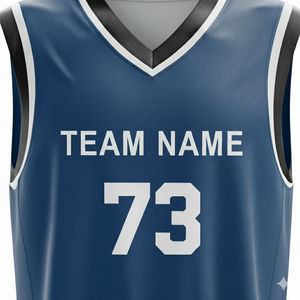 Conjunto de Uniforme de Baloncesto Personalizado para Hombre, Cuello en V, Azul 73, Nombre del Equipo, Secado Rápido, Deportivo, para Verano - Product Image 5