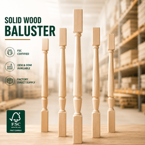34 Inch Solid Wood Stair Baluster Pin Top Spindle Custom Square Top Wooden Balusters for Stair Railing System - Product Image 1
