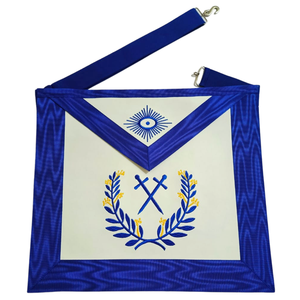 Delantal Masónico Bordado Personalizado con Diseño de Cuadrado Azul, Cruz y Corona de Laurel, Insignia de Regalia para Logia Masónica - Product Image 1