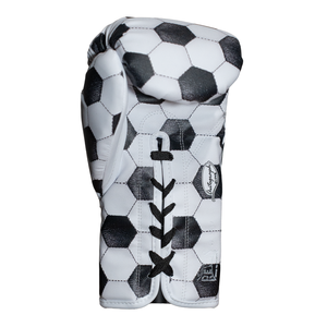 Gants de boxe Cleto Reyes blancs et noirs à motif football en cuir à lacets professionnels pour adultes entraînement sparring - Product Image 5