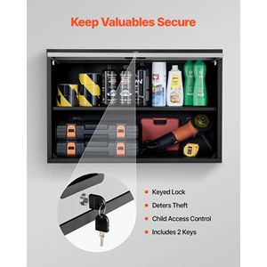 27.56W X 12.01D X 19.69H Inch Metal Wall <b>Cabinet</b> Floating Garage <b>Tool</b> <b>Cabinet</b> with Flip Door 240 Lbs Load Capacity - Product Image 5