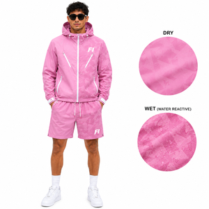 Veste imperméable et coupe-vent à capuche réactive à l'eau, short en polyester et nylon, veste coupe-vent à capuche zippée réactive à l'eau pour hommes - Product Image 2
