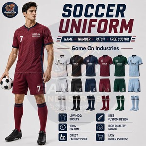 Customized Logo Unisex Training Soccer Uniform Heat-<b>Transfer</b> Printing Eco-Friendly 100% Polyester Quick Dry Four-Way Crew Neck - Product Image 5