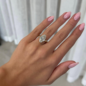 Anillo de diamante cultivado en laboratorio de 3.45 quilates con corte marquesa, anillo de boda chapado en oro de 14 quilates para ella - Product Image 5