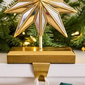 Premium Gold Star <b>Christmas</b> Stocking Holder <b>For</b> Mantel Weighted Xmas Hanger Metal Starburst Hook <b>Christmas</b> Decor Xmas Ornament - Product Image 5