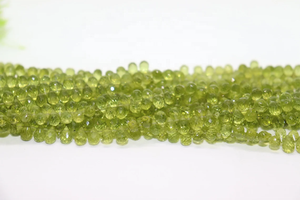 Cuentas de peridoto facetadas al por mayor 4*6-5*7mm forma de gotas 8 pulgadas corte lateral piedra Natural para la fabricación de joyas - Product Image 2