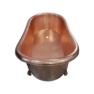 Bañera de cobre martillado de una sola pieza con patas de gato, independiente, de lujo, para hoteles, resorts, spas, villas y diseño de interiores - Product Image 3