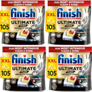 Pastillas para Lavavajillas Ultimate Plus Infinity Shine 420 Tabs, Aroma Limón, Elimina Grasa Difícil, Ecológicas, Ciclo Corto - Product Image 1