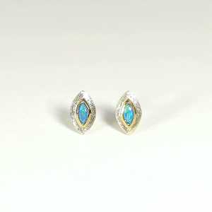 Boucles d'oreilles en opale naturelle, argent sterling 925, pierre précieuse bleue verte, sans nickel, bijoux faits à la main pour femmes - Product Image 5