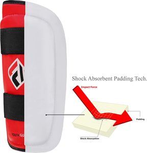 Protège-tibias légers en cuir PU Farabi Sports pour enfants avec rembourrage en mousse EVA pour l'entraînement au football et au karaté - Protection de pied pour jeunes - Product Image 3