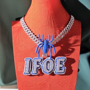Collier Pendentif Personnalisé avec Nom Sertie de Diamants Moissanite Style Hip Hop Bling pour Hommes - Product Image 1