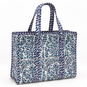 Bolso Tote de Algodón Acolchado Floral Hecho a Mano, Bolso de Hombro de Gran Capacidad con Estampado Étnico Indio, Plegable y Ecológico para Mujer - Product Image 1