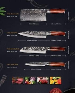 Ensemble de 4 couteaux de chef en acier Damas fait main, couteau de cuisine en acier inoxydable pour une utilisation quotidienne - Product Image 6
