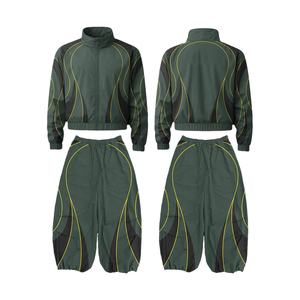 Conjunto de chándal con gradiente blanco para hombre Y2K, chaqueta con capucha y cremallera a prueba de viento y pantalones largos - Product Image 3