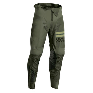 Pantalon de moto pour homme vert olive respirant toutes saisons, vêtement de course avec logo imprimé sur le devant, en Spandex et Nylon - Product Image 2