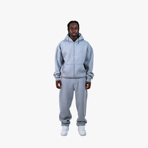 Men's Casual Winter Zipper Oversize Tracksuit Hoodie Sweatpants <b>Set</b> XL Custom Printed Fleece <b>Jogger</b> <b>Plus</b> <b>Size</b> With Logo - Product Image 1