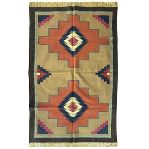 Tapis et ensembles Dhurrie en coton multicolore Motifs antiques classiques pour le salon 007 Tapis de sol - Product Image 2