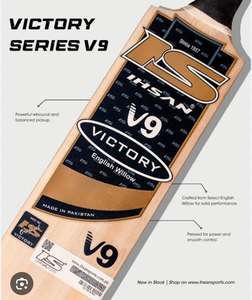 Bate de críquet ihsan sports v9 edition English Willow con funda de bate gratuita, agarre adicional y lámina protectora, todo incluido. - Product Image 1