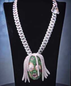 Indian Manufacture Moissanite Silver <b>Iced</b> <b>Out</b> Cuban <b>Chain</b> 18K 14K Gold and Silver Finish Club Party Daily Wear Jewelry for Sale - Product Image 2