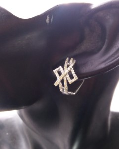 Geometric Hoop Earrings with Crystal Rhinestones 925 <b>Silver</b> Luxury Women's Party Jewelry - Product Image 3