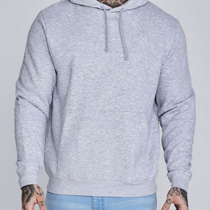 <b>Men's</b> Light <b>Grey</b> Hooded <b>Sweatshirt</b> Regular Fit Solid Color Cotton Knitted Casual Pullover Hoodie Autumn Wear - Product Image 4