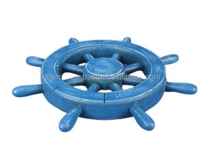 พวงมาลัยเรือไม้พรีเมี่ยมออกแบบงานฝีมือ8ซี่สีฟ้าทะเลตกแต่งผนังงานฝีมือเทคนิคงานฝีมือ - Product Image 6